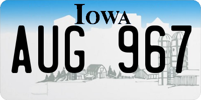 IA license plate AUG967