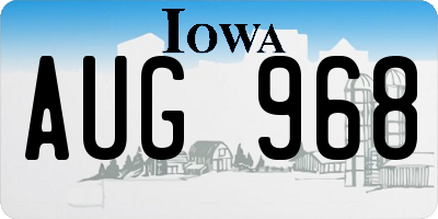 IA license plate AUG968