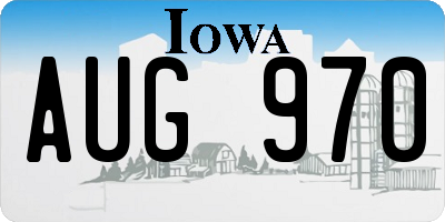 IA license plate AUG970
