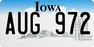 IA license plate AUG972