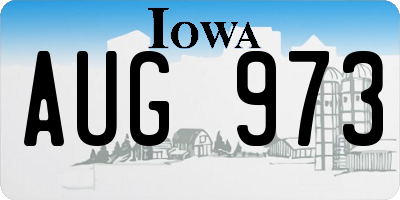 IA license plate AUG973