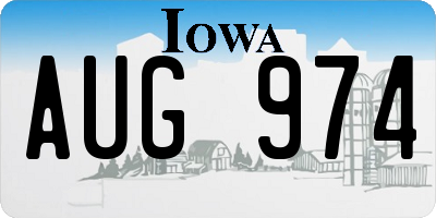 IA license plate AUG974