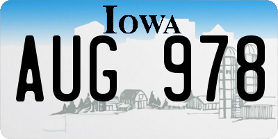 IA license plate AUG978