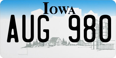 IA license plate AUG980