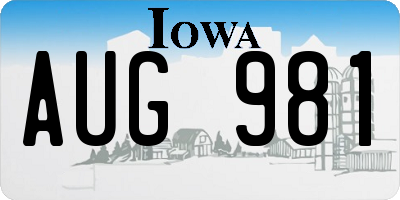 IA license plate AUG981