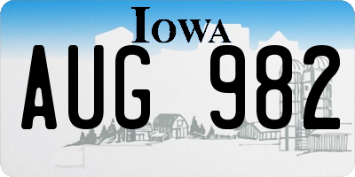 IA license plate AUG982