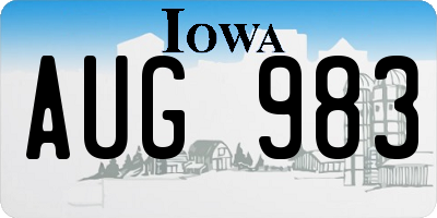 IA license plate AUG983