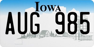 IA license plate AUG985