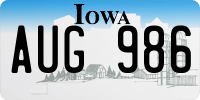IA license plate AUG986
