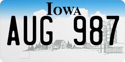IA license plate AUG987