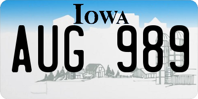 IA license plate AUG989