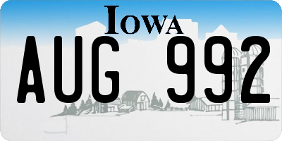 IA license plate AUG992