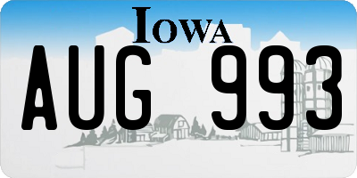 IA license plate AUG993