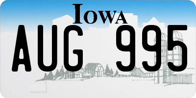 IA license plate AUG995
