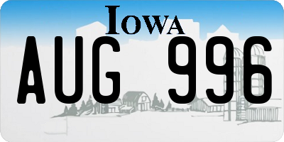 IA license plate AUG996