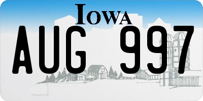 IA license plate AUG997