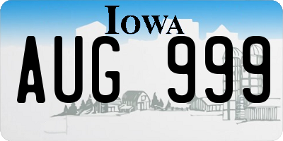 IA license plate AUG999