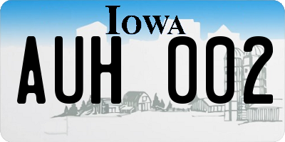 IA license plate AUH002