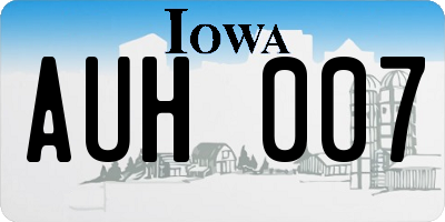 IA license plate AUH007