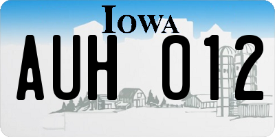 IA license plate AUH012