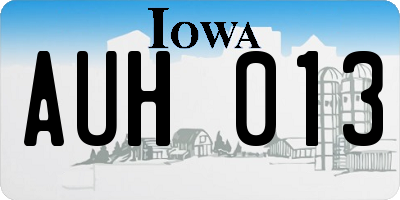 IA license plate AUH013