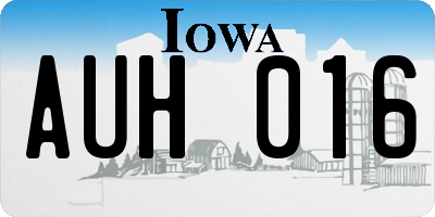 IA license plate AUH016