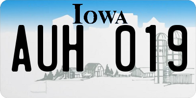 IA license plate AUH019