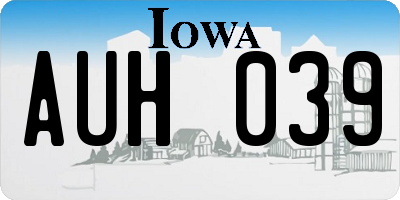 IA license plate AUH039