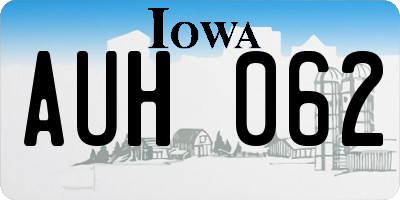 IA license plate AUH062