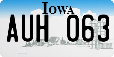 IA license plate AUH063