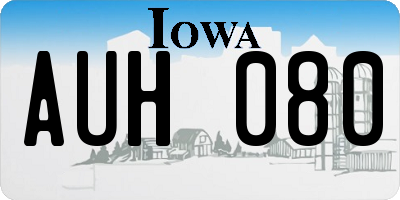 IA license plate AUH080