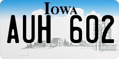 IA license plate AUH602