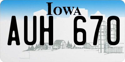 IA license plate AUH670