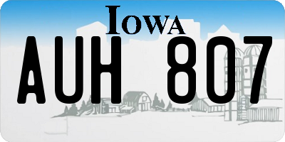 IA license plate AUH807