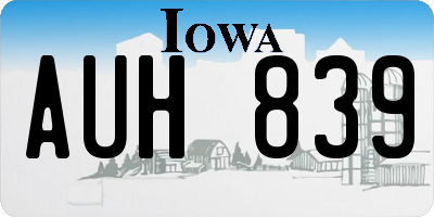 IA license plate AUH839