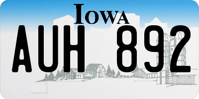 IA license plate AUH892