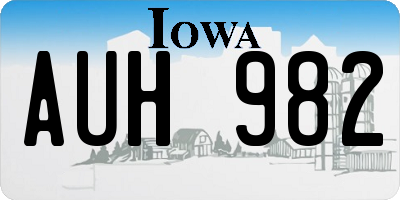 IA license plate AUH982