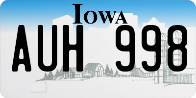 IA license plate AUH998