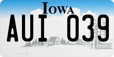 IA license plate AUI039