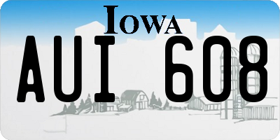 IA license plate AUI608