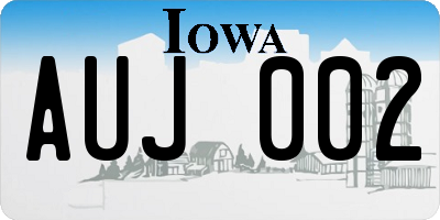 IA license plate AUJ002