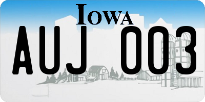 IA license plate AUJ003