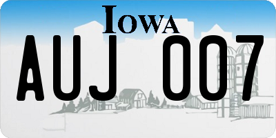 IA license plate AUJ007