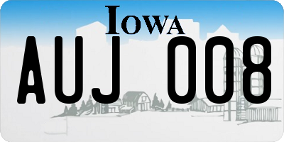 IA license plate AUJ008