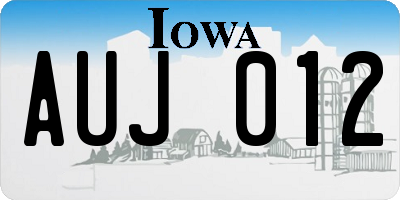 IA license plate AUJ012