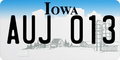 IA license plate AUJ013