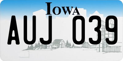 IA license plate AUJ039