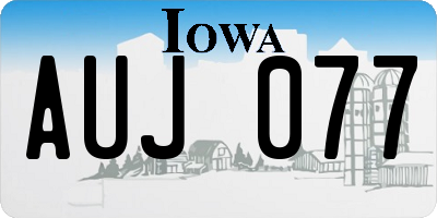 IA license plate AUJ077