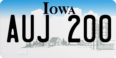 IA license plate AUJ200