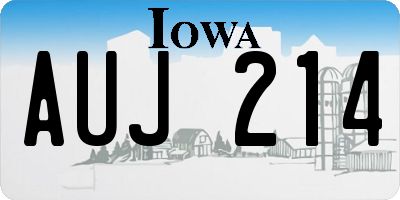 IA license plate AUJ214